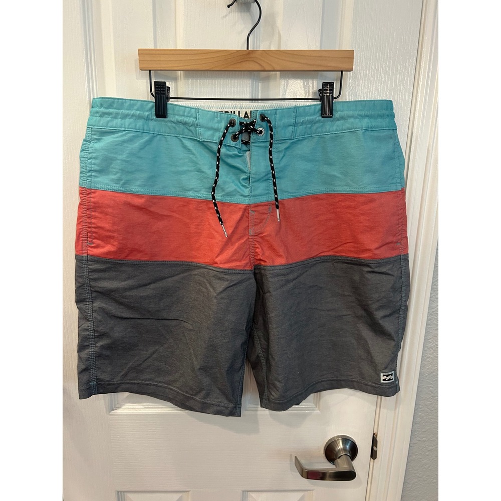 Billabong Board Shorts Multicolor Lo Tides Colorblock Swim Trunks 36